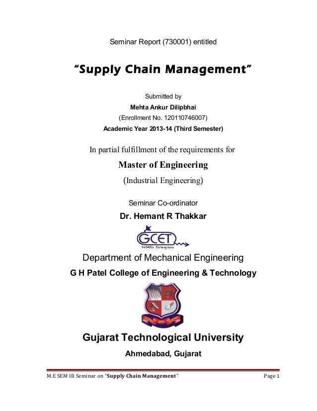 Supply Chain Seminars: Supply Chain Management