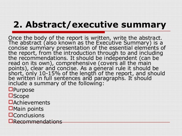 How to write an executive summary for a lab report
