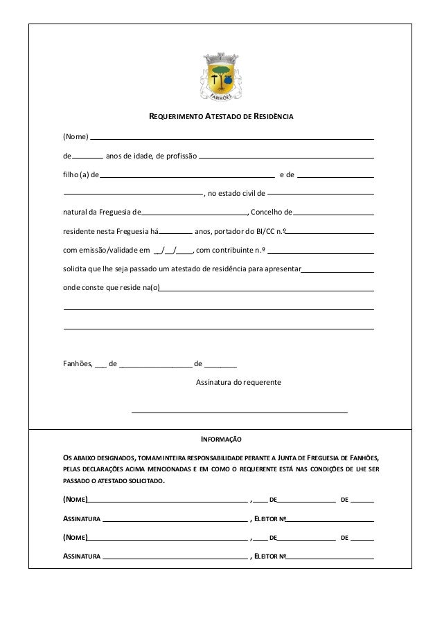 Requerimento atestado de residência