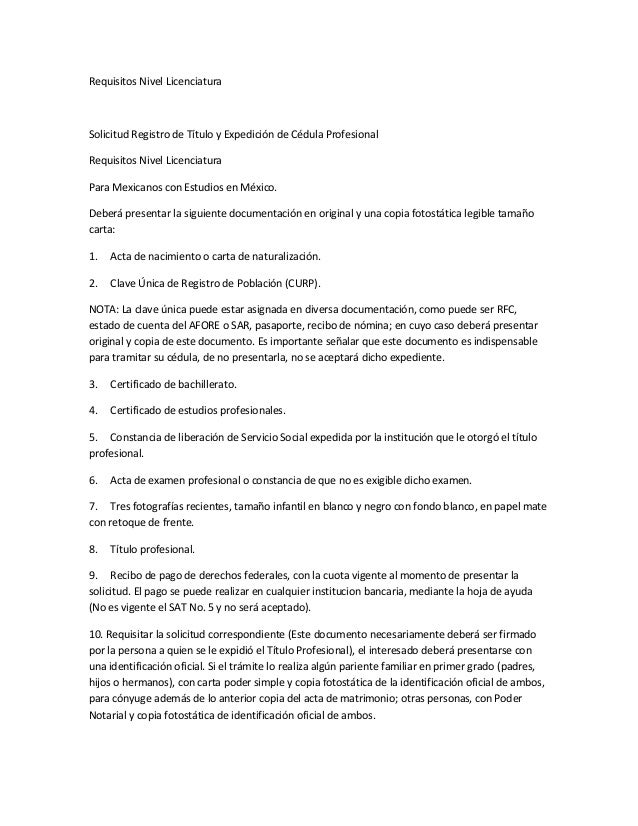 LICENCIATURA REQUISITOS licenciatura requisitos: