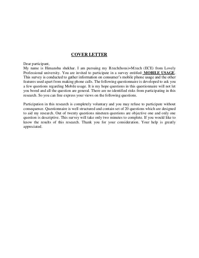 Dissertation survey cover letter
