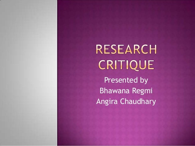 Critiquing A Research Paper