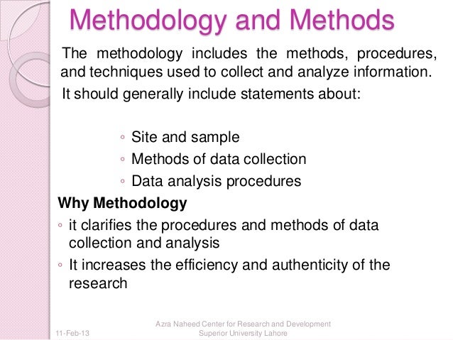 Methodology of the study sample thesis