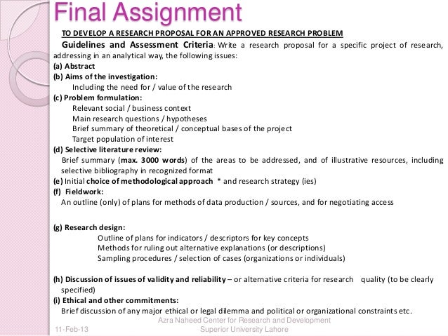 Research proposal format