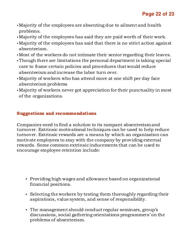 Sample questionnaire on absenteeism of employees picture