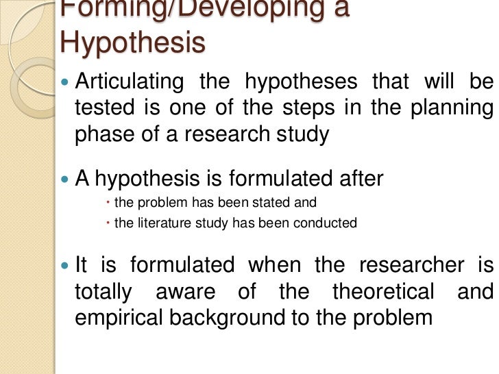 Forming hypothesis