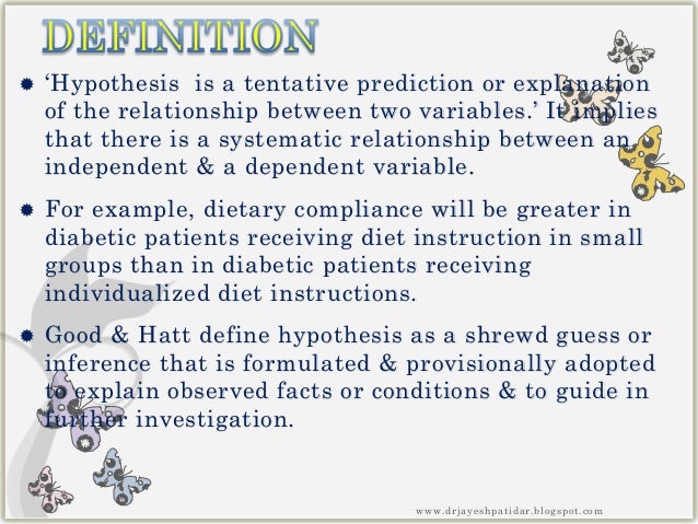 Examples of hypothesis in research