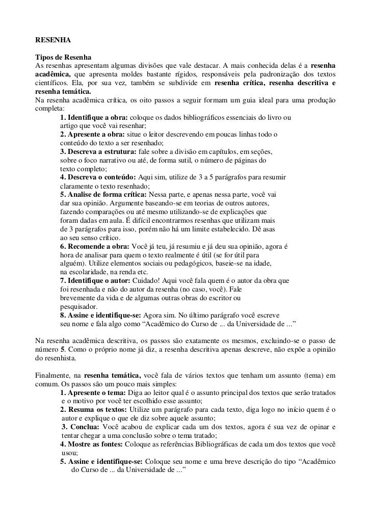 Exemplo de resenha de artigo cientifico