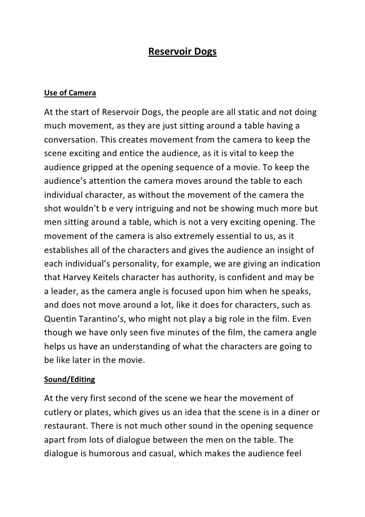 Film sequence analysis essay