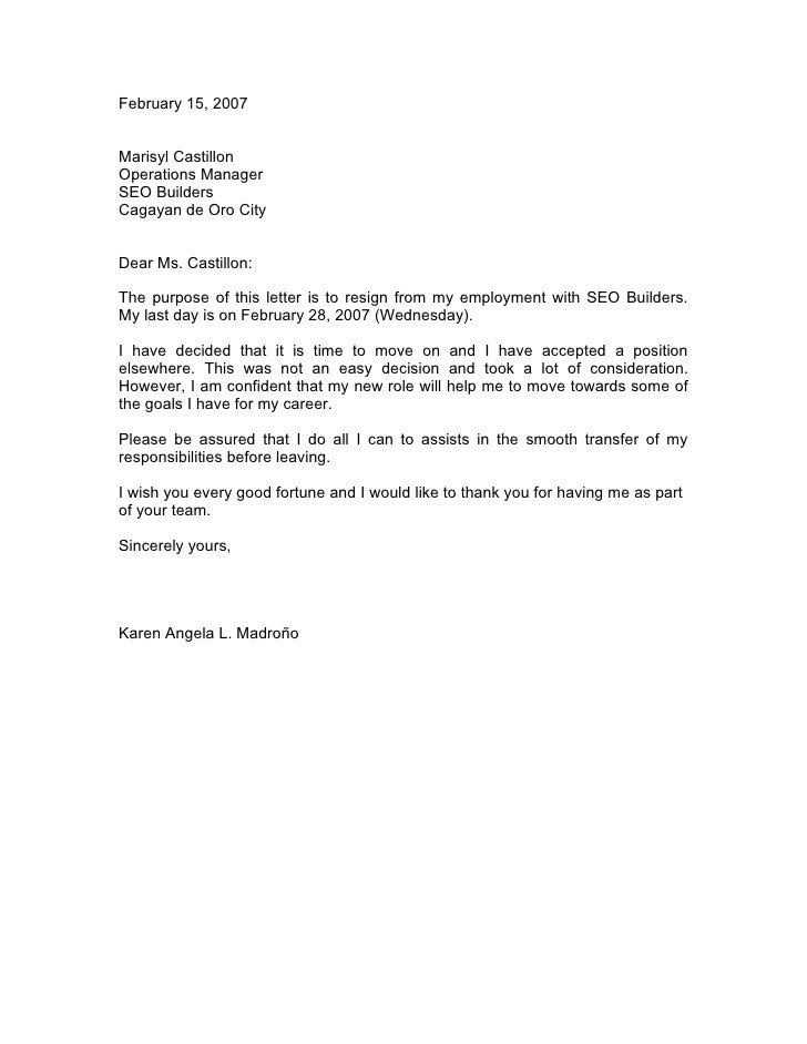 ending a resignation letter