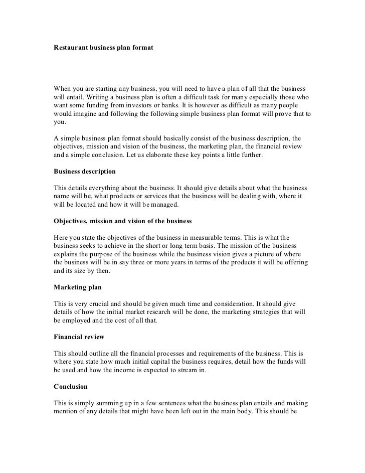 Complete Business Plan For A Restaurant