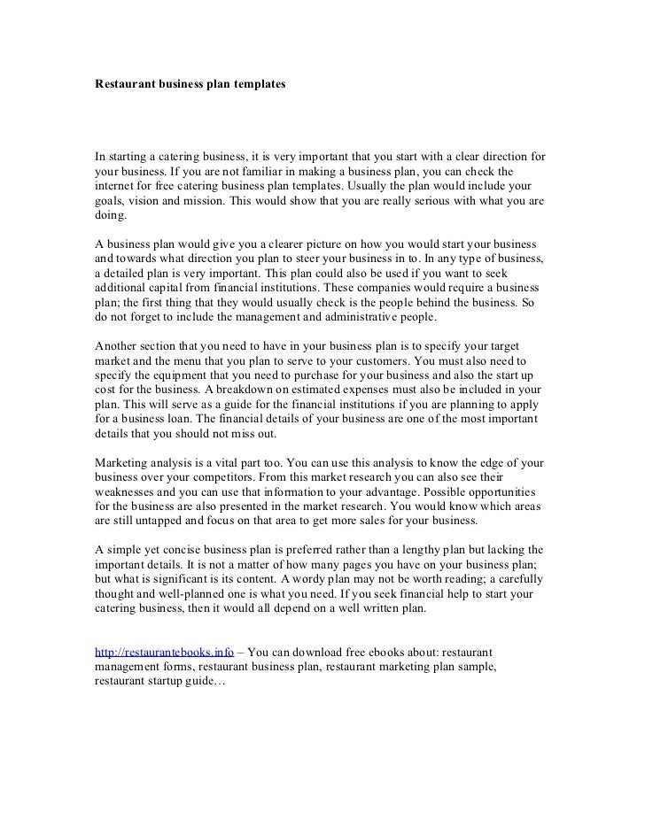 restaurant business plan template