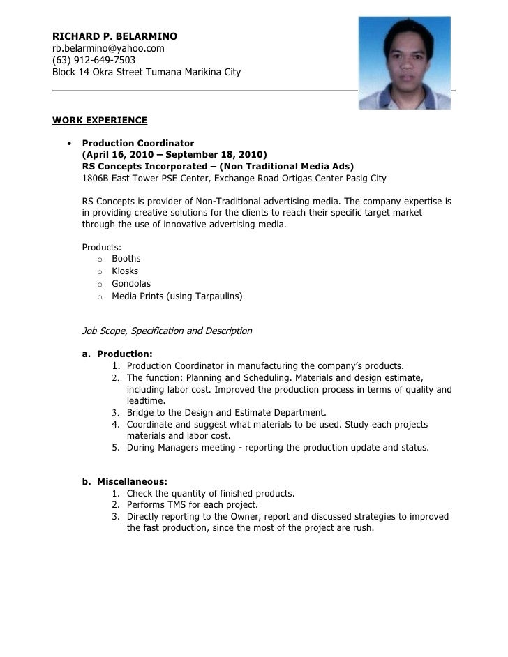 resume format computer operator