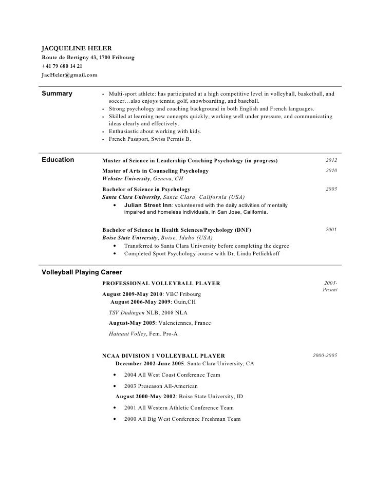 sample resume for college basketball coach