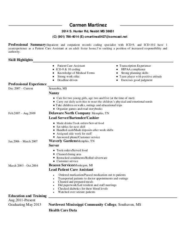 Sample certified coding specialist resume