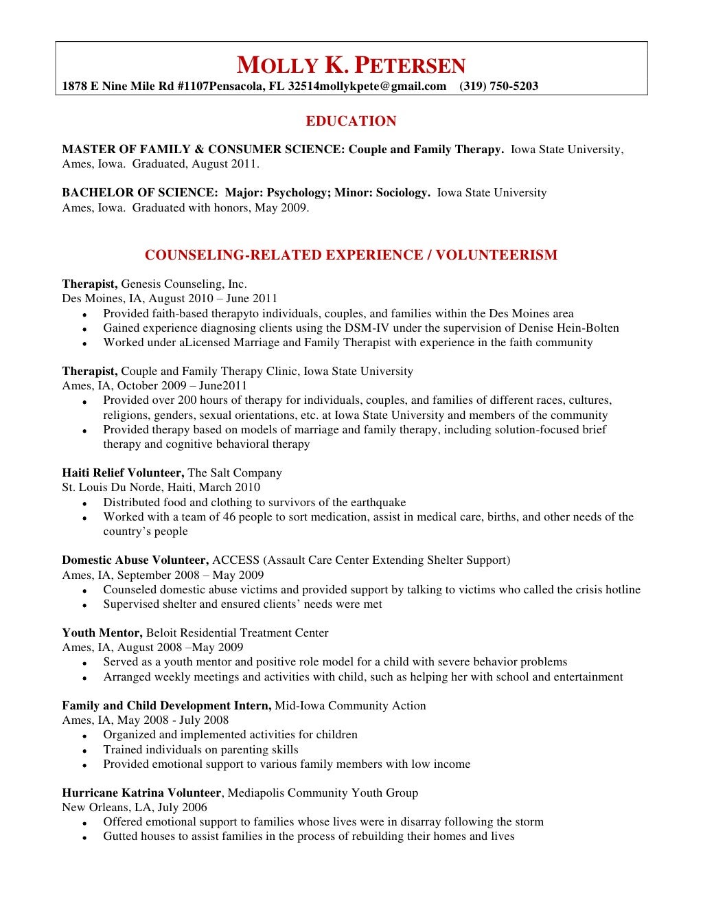 mental health cover letters