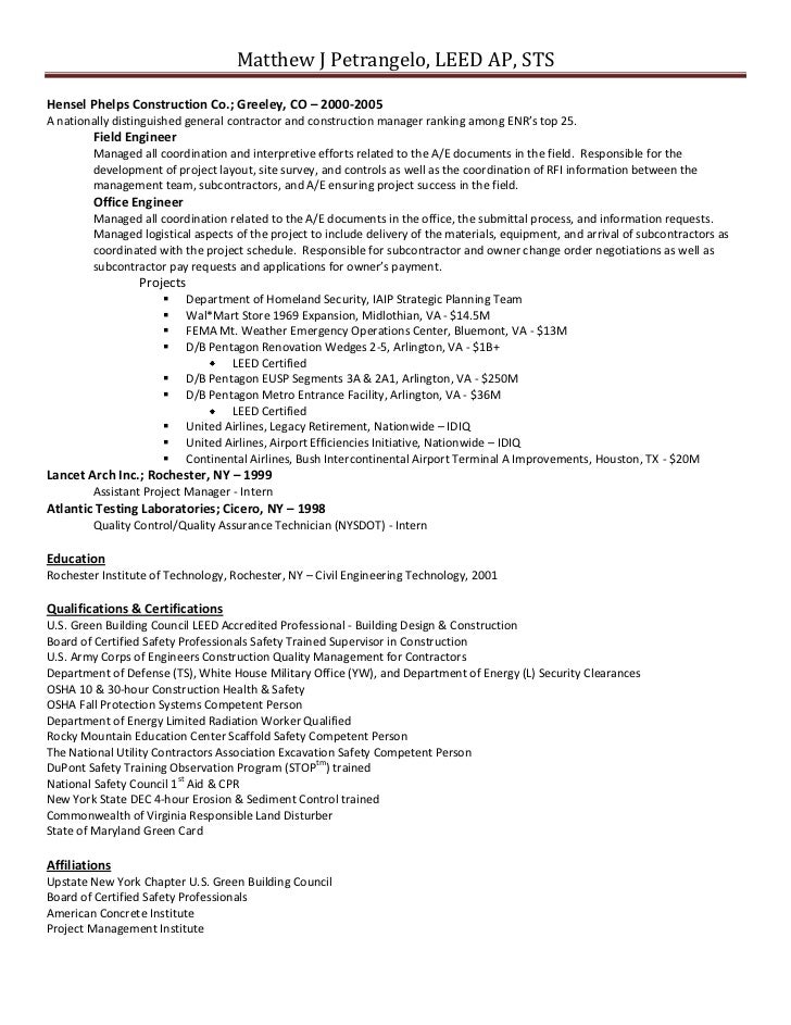 general contractor resume