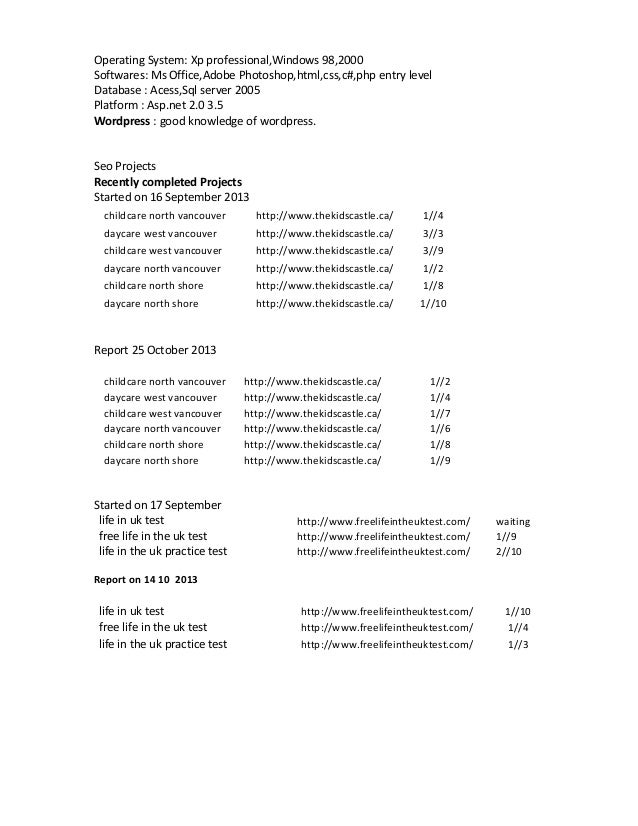 Seo team leader resume format