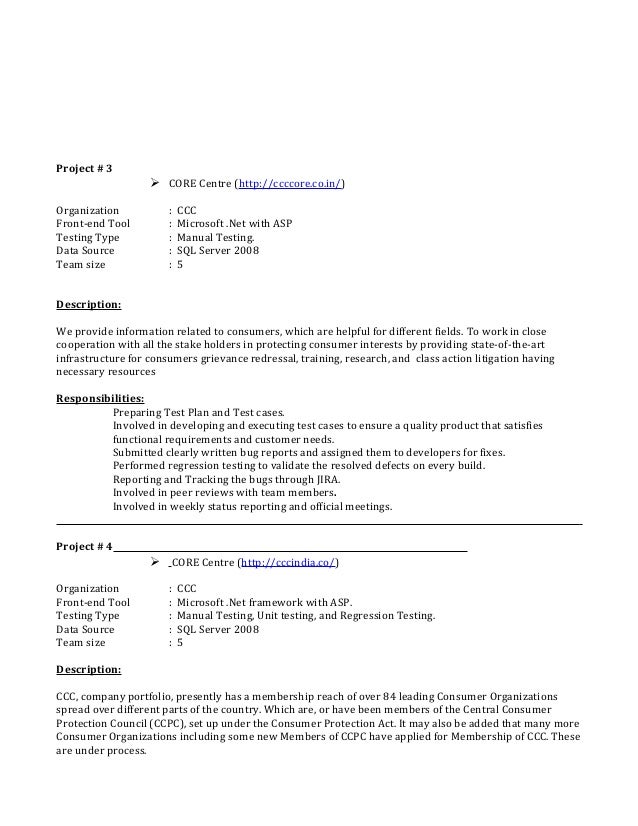 resume for software testing