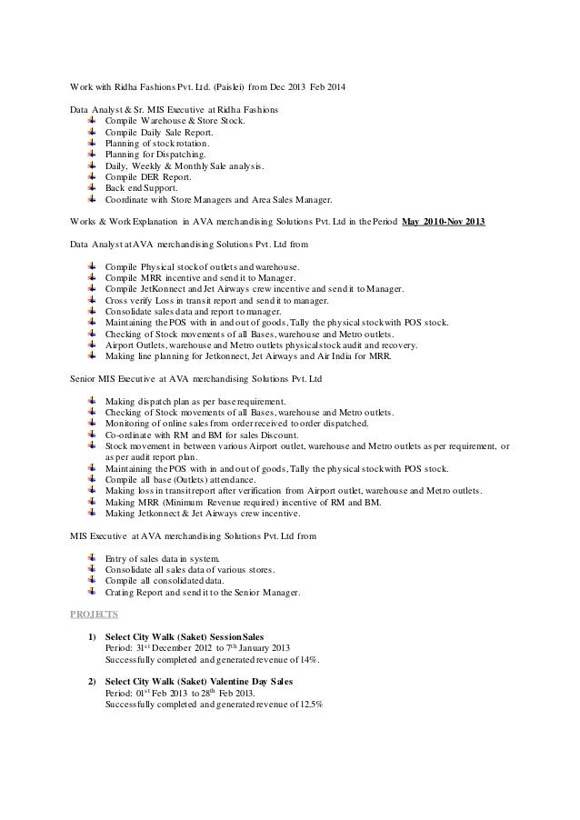 mis analyst resume