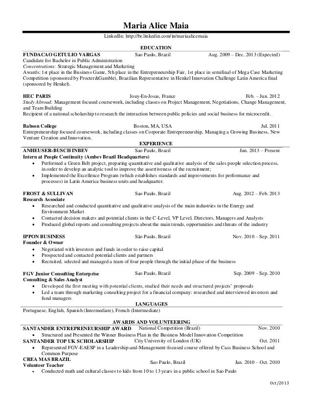 example of resume in english example resume