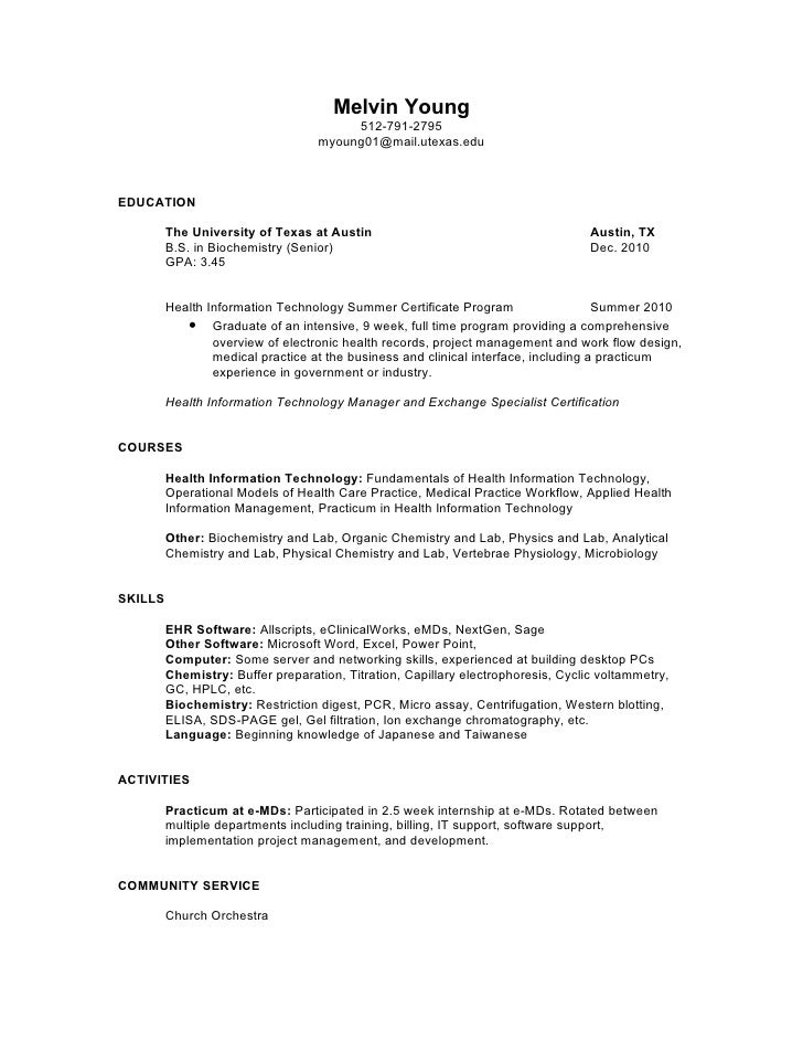 health information technology resumes