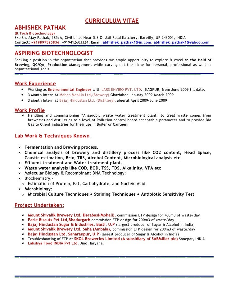 microbiologist resume exle resume abhishek pathak microbiologist resume exle resume abhishek pathak