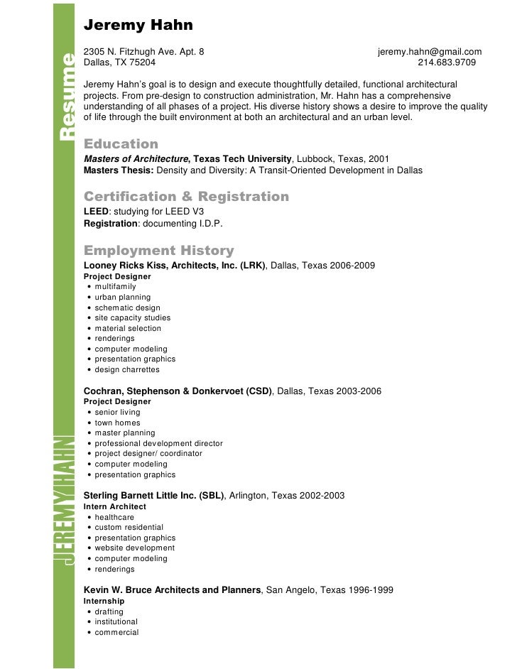 senior architect resume