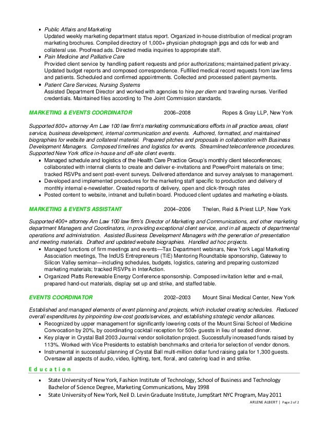 Marketing coordinator resume summary