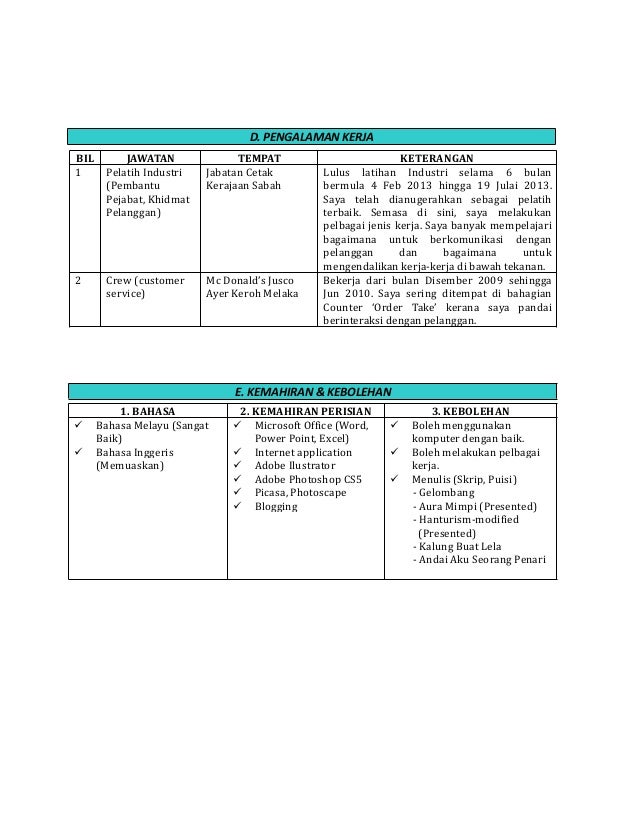 template resume word bahasa melayu contoh resume bahasa melayu template resume word bahasa melayu contoh resume bahasa melayu