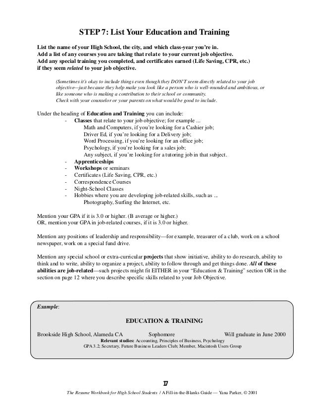 resume examples education section high school