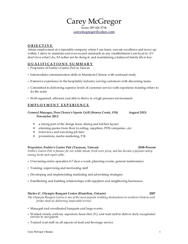 waiter resumes