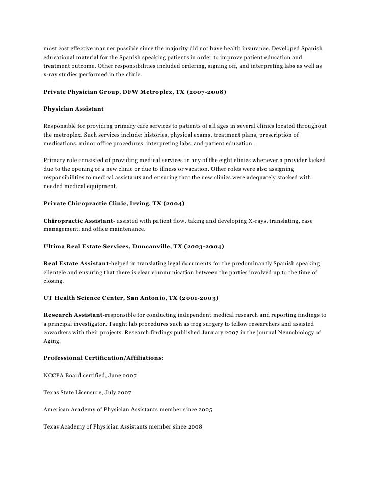 resume for spanish interpreter