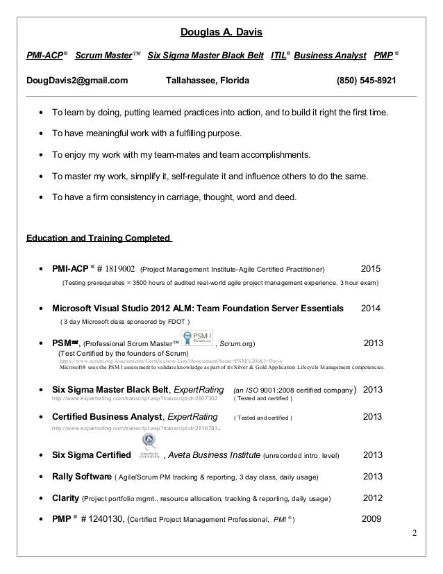 Six sigma project manager resume