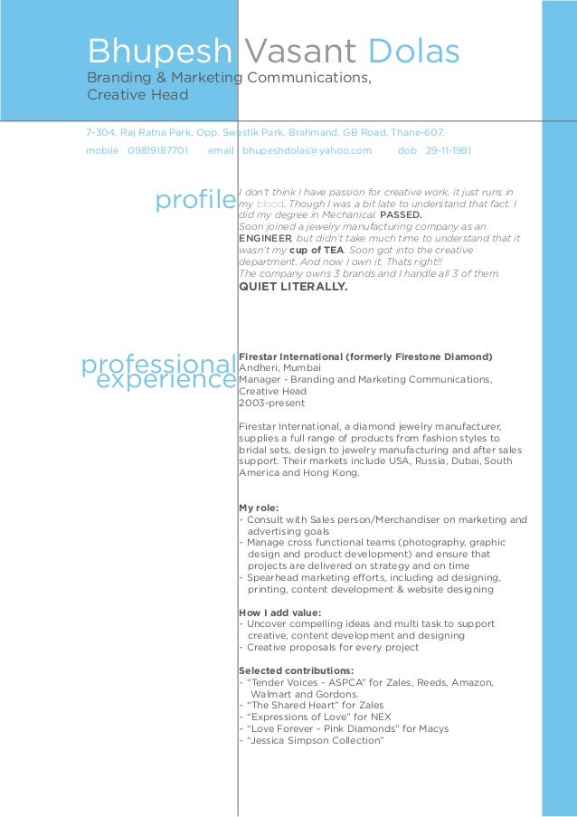 resume folio of bhupesh dolas branding mktg comm creative resume folio of bhupesh dolas branding mktg comm creative