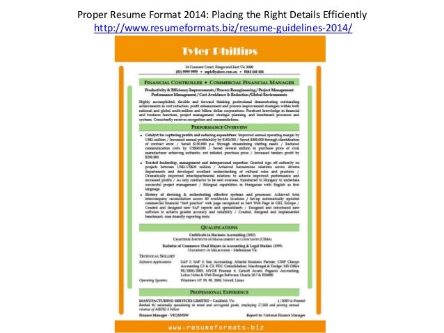 proper resume format
