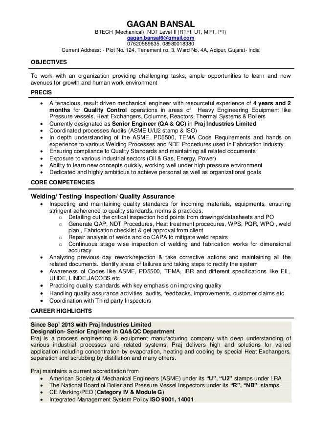 ndt resume format