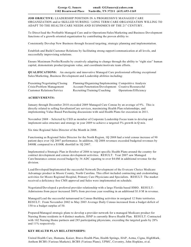 sample resume executive summary