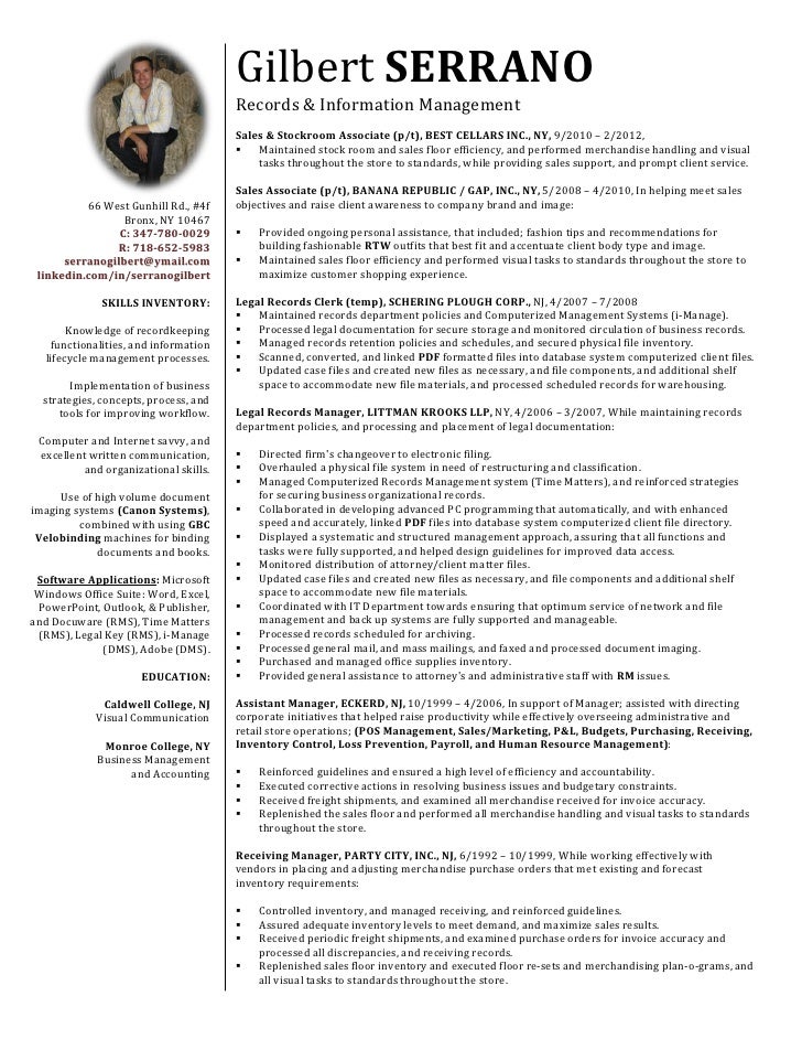 records management resumes