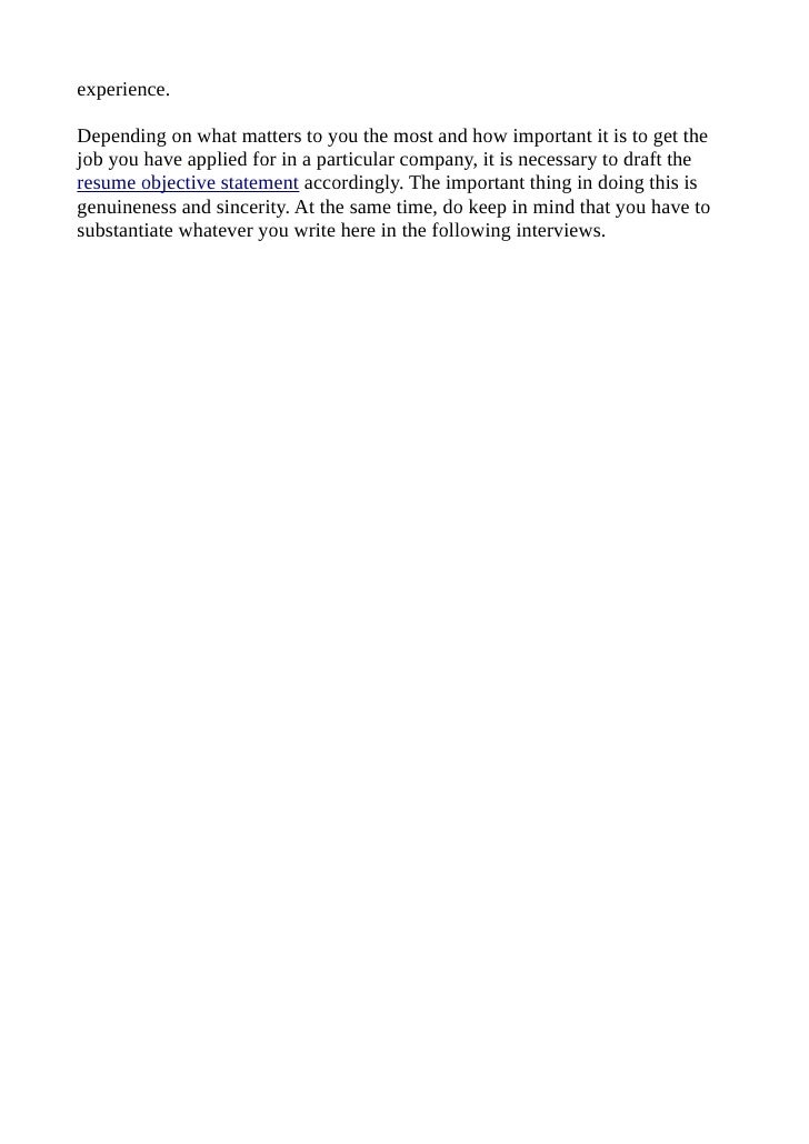 tips for resume objective
