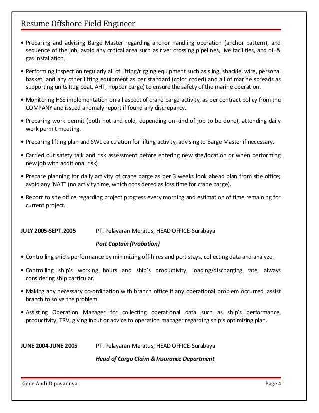 field engineer resume samples