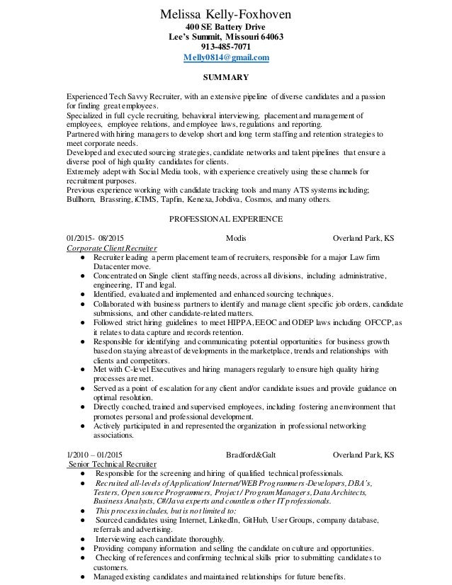 executive recruiter resume