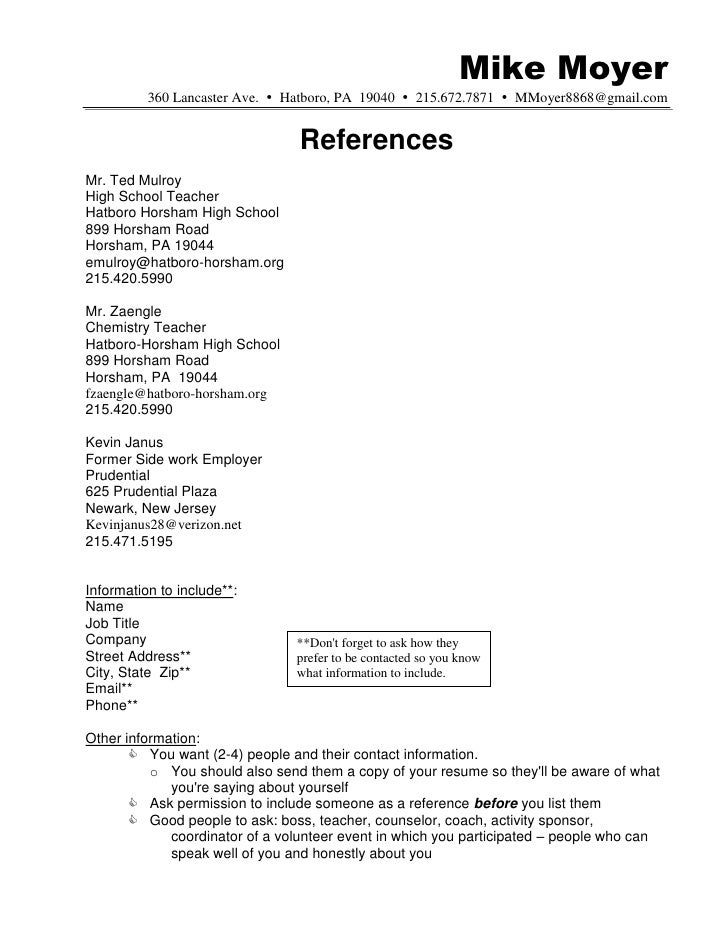 how to write resume references