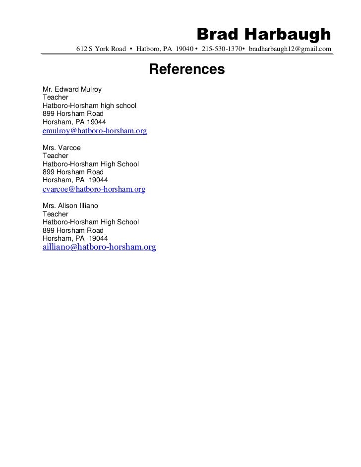 Sample Resume Reference Example