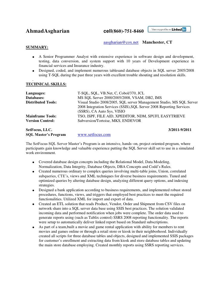 server resume skills