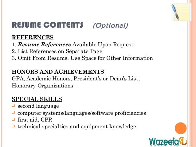 how to include references in a resumes