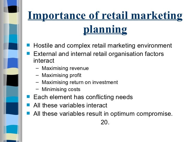 Retail marketing mix and planning