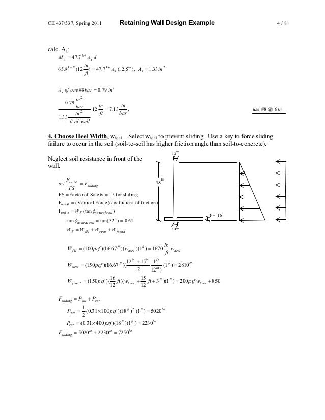 4 ce 437537 spring 2011 retaining wall design example
