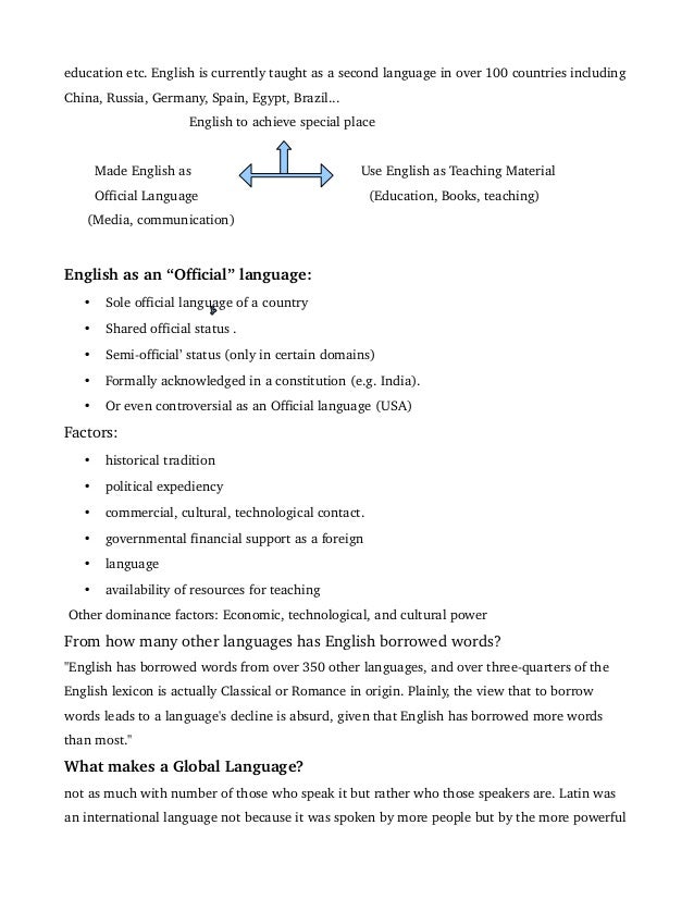 Essay on english a global language