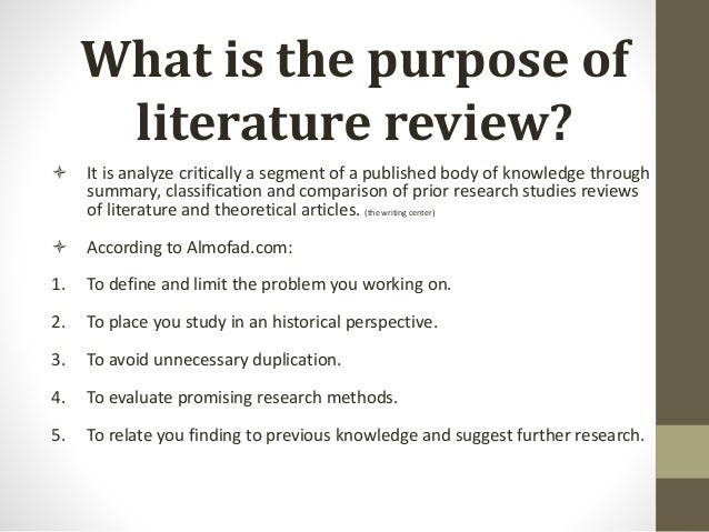 Purpose of literature review